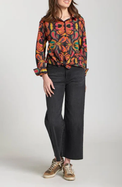 Apny Boyfriend Poplin Button-up Shirt In Multi