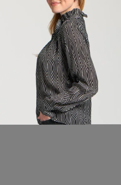 Apny Ruffle Half-placket Shirt In Multi