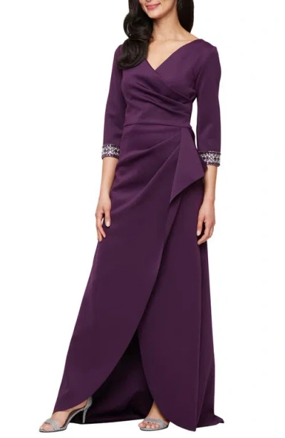 Alex Evenings 8460527 Long Formal Plus Size Mother Of The Bride Dress In Purple
