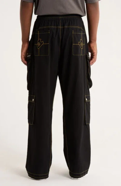 Diet Starts Monday Contrast Cotton Ripstop Cargo Pants In Black