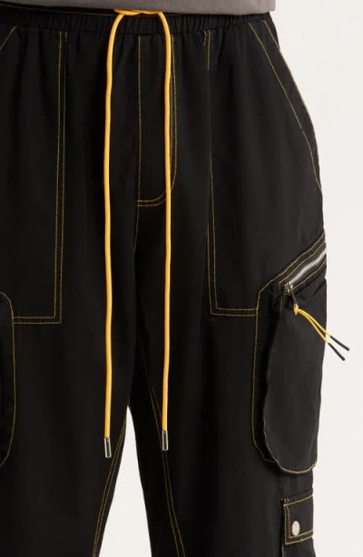 Diet Starts Monday Contrast Cotton Ripstop Cargo Pants In Black