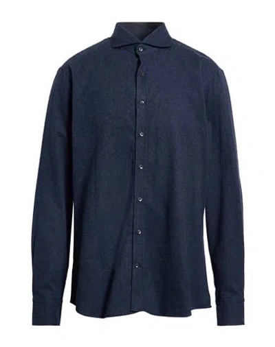 Stenströms Man Shirt Slate Blue Size Xxl Cotton In Blue