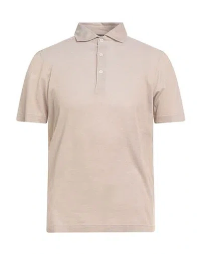 Barba Napoli Man Polo Shirt Sand Size 52 Cotton In Gray