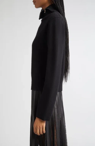 Brandon Maxwell The Addison Side Zip Turtleneck Sweater In Black
