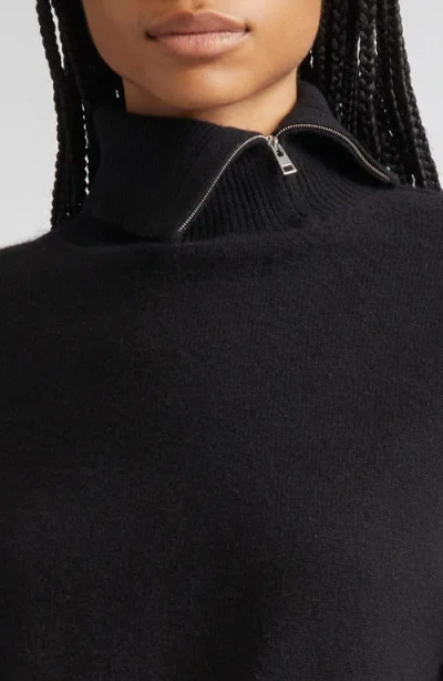 Brandon Maxwell The Addison Side Zip Turtleneck Sweater In Black