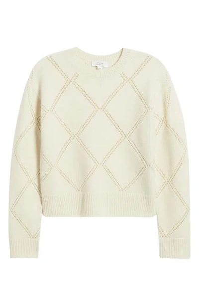 Vince Textured Argyle Italian Wool Sweater In White