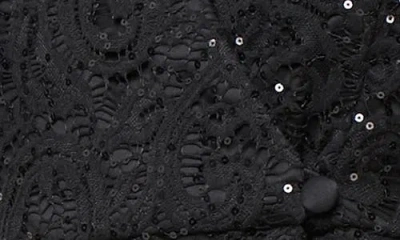 Alex Evenings Sequin Stretch Lace Wrap Top In Black