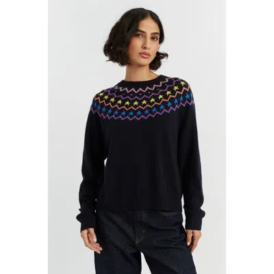 Chinti & Parker Navy Wool-cashmere Star Yoke Sweater In Blue