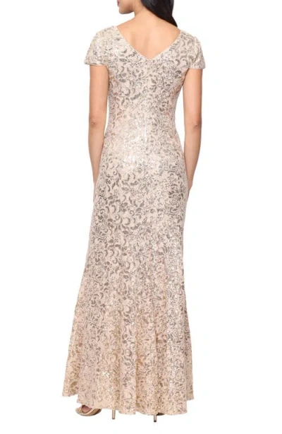 Alex Evenings Sequin Cord Lace A-line Evening Gown In Neutral