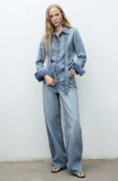 Mango Lana Denim Shirt In Blue