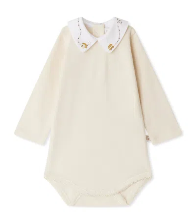 Bonpoint Organic Cotton Collared Bodysuit In Multi