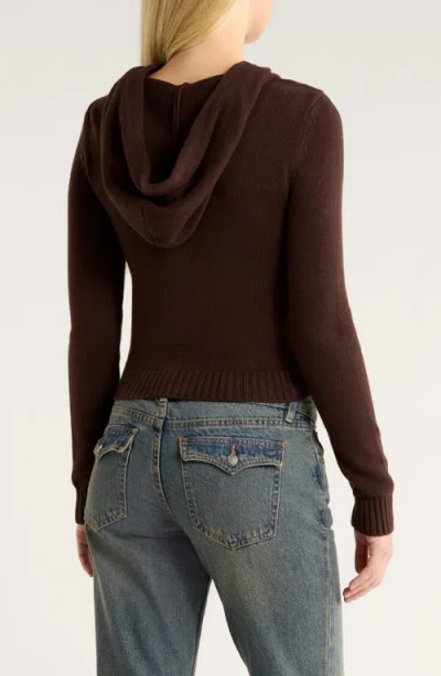 Pacsun Skylar Front Zip Sweater Hoodie In Brown