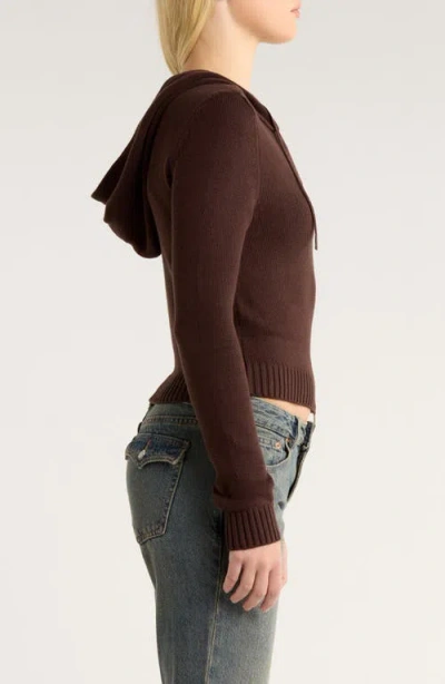 Pacsun Skylar Front Zip Sweater Hoodie In Brown