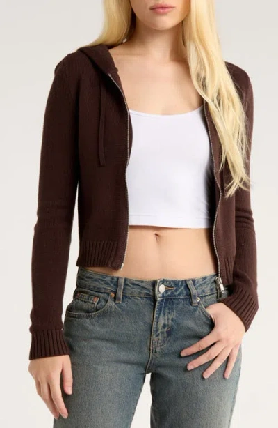 Pacsun Skylar Front Zip Sweater Hoodie In Brown