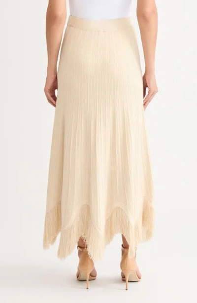Misook X Lani Lynn Scalloped Fringe-hem Knit Maxi Skirt In White
