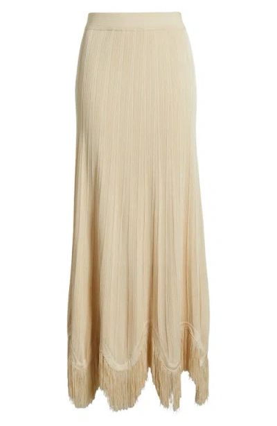 Misook X Lani Lynn Scalloped Fringe-hem Knit Maxi Skirt In White
