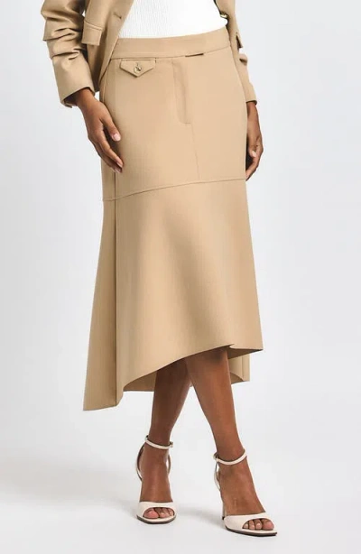 Derek Lam 10 Crosby Nicolette High-low Midi Skirt In Nude
