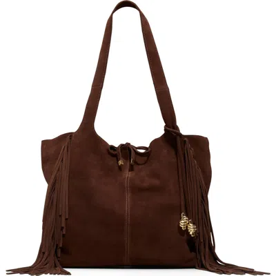 Aldo Arrow Suede Tote In Brown