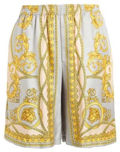 Versace Barocco Print Silk Shorts In Multi