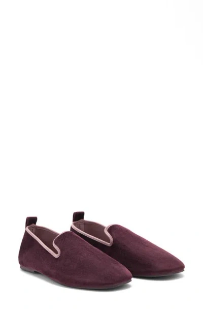 Mango Velour Slippers With Piping Blackberry In Purple
