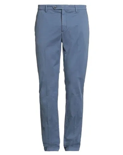Hackett Man Pants Slate Blue Size 34 Cotton, Elastane In Blue