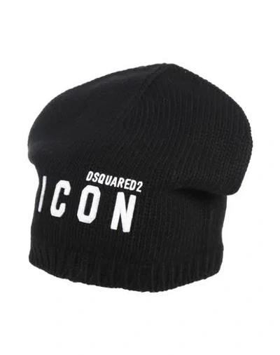Dsquared2 Man Hat Black Size Onesize Wool, Viscose, Polyamide, Cashmere In Black