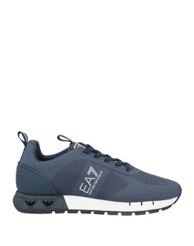 Ea7 Man Sneakers Slate Blue Size 9 Textile Fibers In Blue
