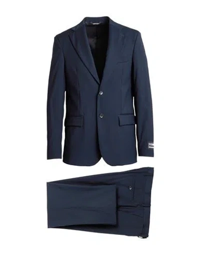 Just Cavalli Man Suit Navy Size 44 Polyester, Viscose, Wool, Elastane In Blue