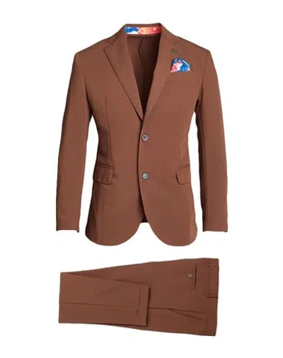 Bob Man Suit Brown Size 40 Polyester, Viscose, Elastane In Brown