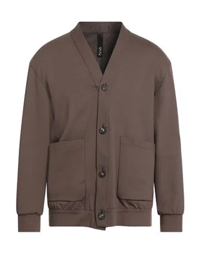 Hevo Hevò Man Jacket Brown Size 40 Cotton, Polyamide, Elastic Fibres In Brown