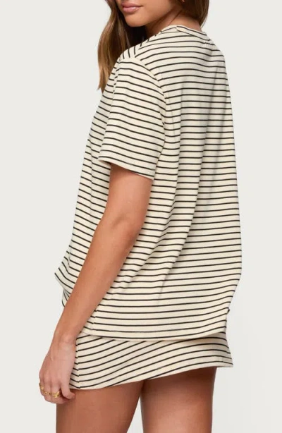Edikted Brena Striped Oversized T-shirt In Neutral
