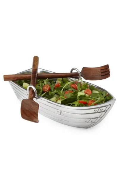 Uncommon Goods Row Boat Serving Bowl With Wood Serving Utensils In Multi