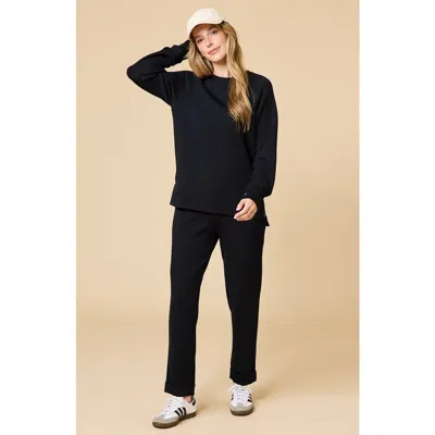 Softies Athleisure Crewneck And Crop Pant Set In Black