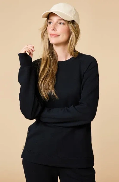 Softies Athleisure Crewneck And Crop Pant Set In Black