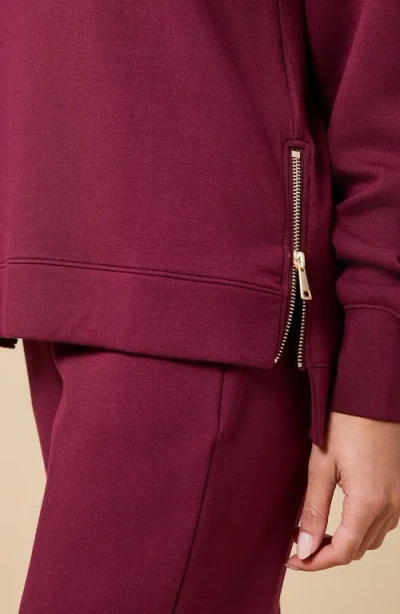 Softies Athleisure Crewneck And Crop Pant Set In Burgundy