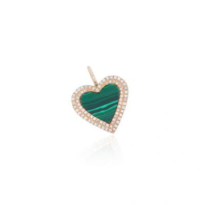 The Lovery Fine Jewelry Double Diamond Malachite Heart Charm In Green