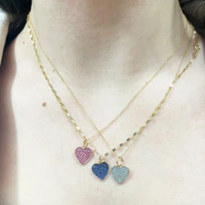 The Lovery Fine Jewelry Turquoise Pave Heart Charm In Blue