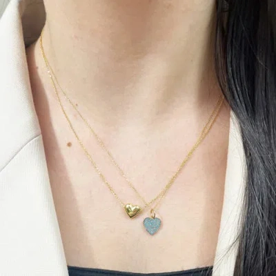 The Lovery Fine Jewelry Turquoise Pave Heart Charm In Blue