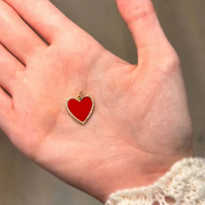 The Lovery Fine Jewelry Coral Diamond Halo Heart Charm In Orange