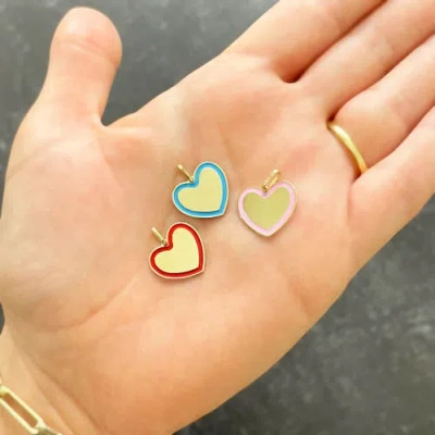 The Lovery Fine Jewelry Pink Enamel Golden Heart Charm In Pink
