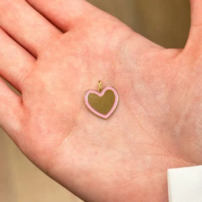 The Lovery Fine Jewelry Pink Enamel Golden Heart Charm In Pink