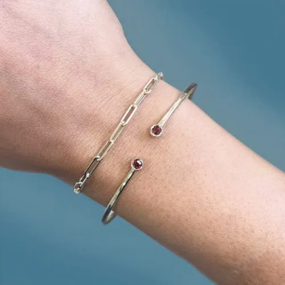 The Lovery Fine Jewelry Garnet Open Cuff Bangle In Burgundy