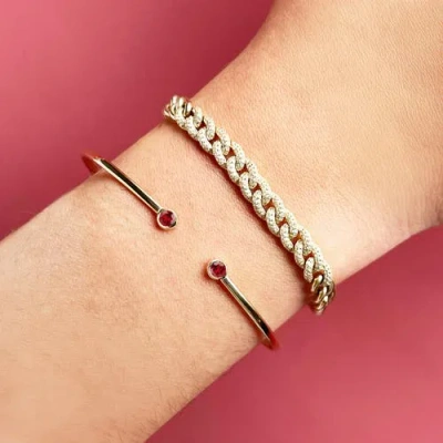 The Lovery Fine Jewelry Garnet Open Cuff Bangle In Burgundy