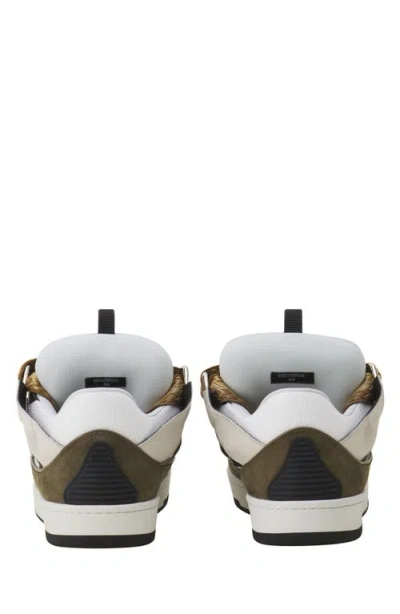 Lanvin Curb Sneakers In Grey Suede And Leather