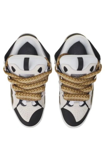 Lanvin Curb Sneakers In Grey Suede And Leather