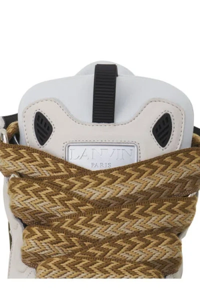 Lanvin Curb Sneakers In Grey Suede And Leather