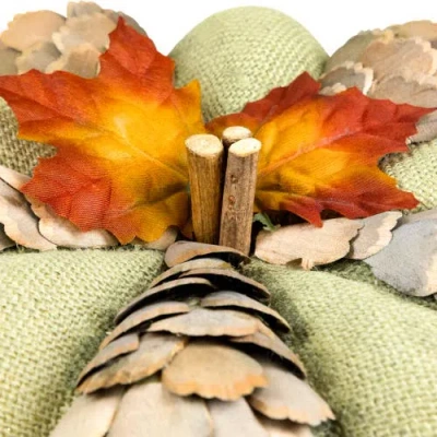 Northlight Fall Harvest Layered Pine Cone And Burlap Pumpkin In Multi