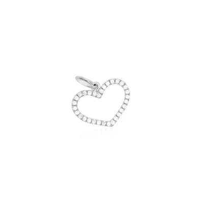 The Lovery Fine Jewelry Mini Diamond Open Heart Charm In Gold