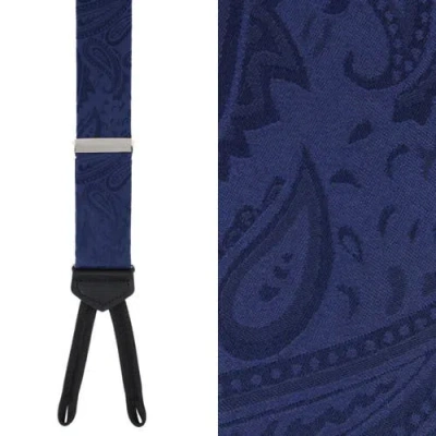 Trafalgar Banbury Tone On Tone Paisley Silk Formal Suspenders In Blue