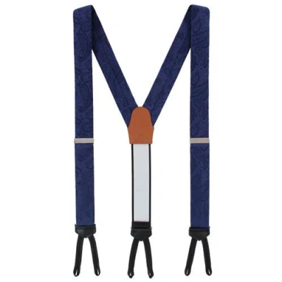 Trafalgar Banbury Tone On Tone Paisley Silk Formal Suspenders In Blue